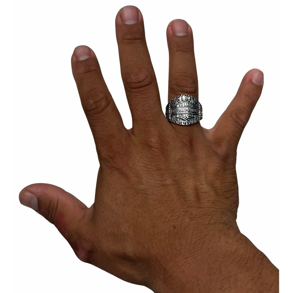 Harley Davidson Motor Cycles Ring Men's Silver Tone Zinc Alloy Ring Size 13